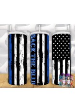 Tumbler 20oz w Lid Police Back the Blue Flag