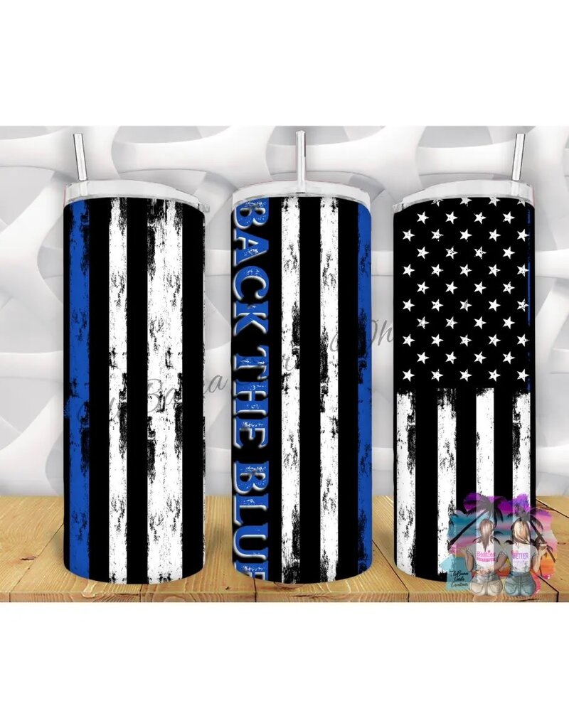 Tumbler 20oz w Lid Police Back the Blue Flag