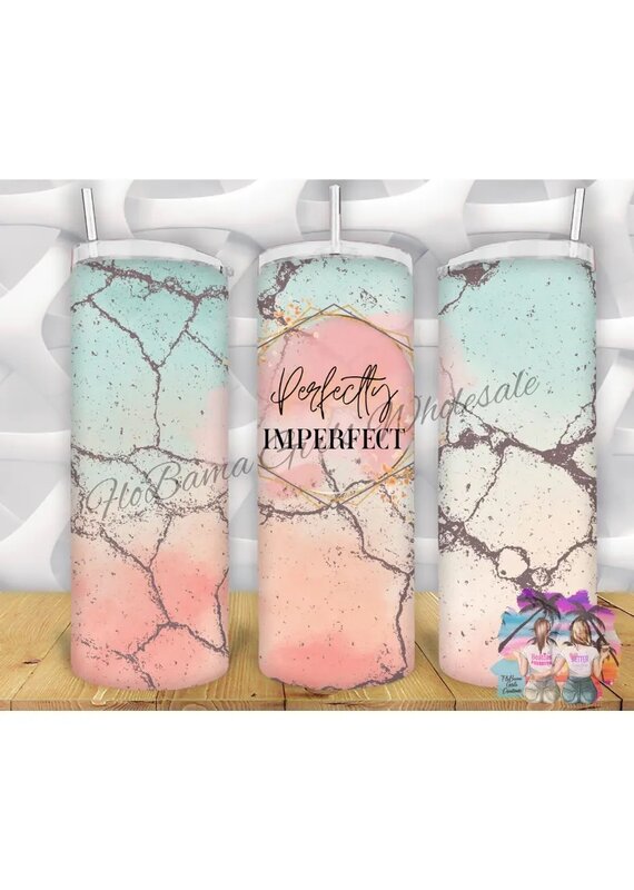 FloBama Girls Tumbler 20oz w Lid Perfectly Imperfect Marble