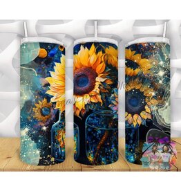 Tumbler 20oz w Lid Sunflower Watercolor