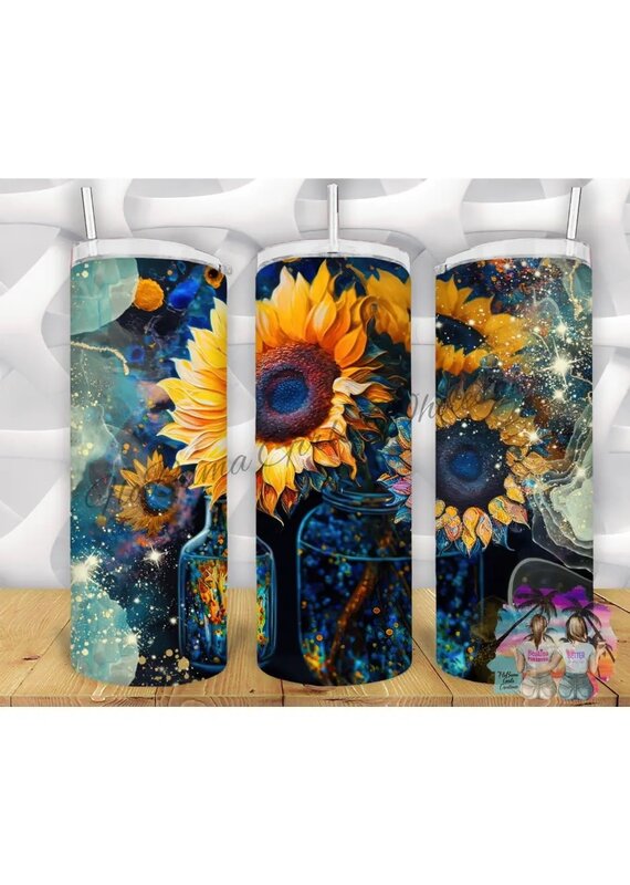 Tumbler 20oz w Lid Sunflower Watercolor
