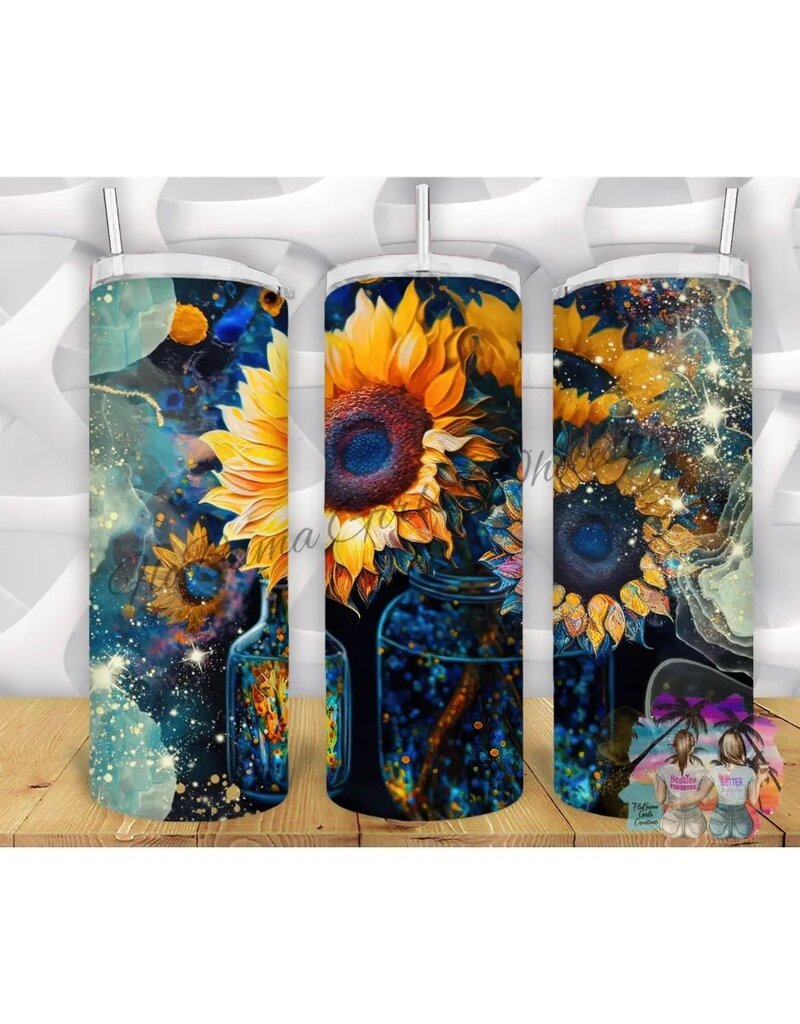 Tumbler 20oz w Lid Sunflower Watercolor