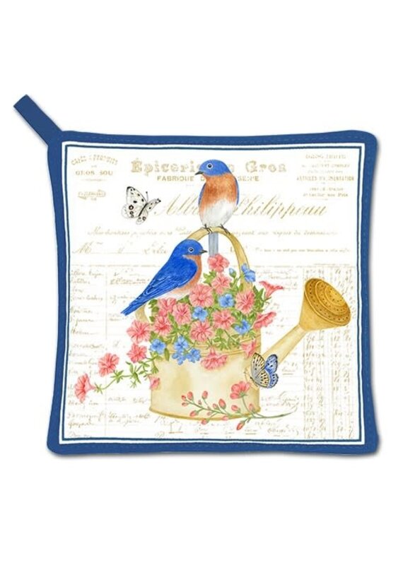 Alice Cottage Potholder 21-497 Bluebirds Watering Can