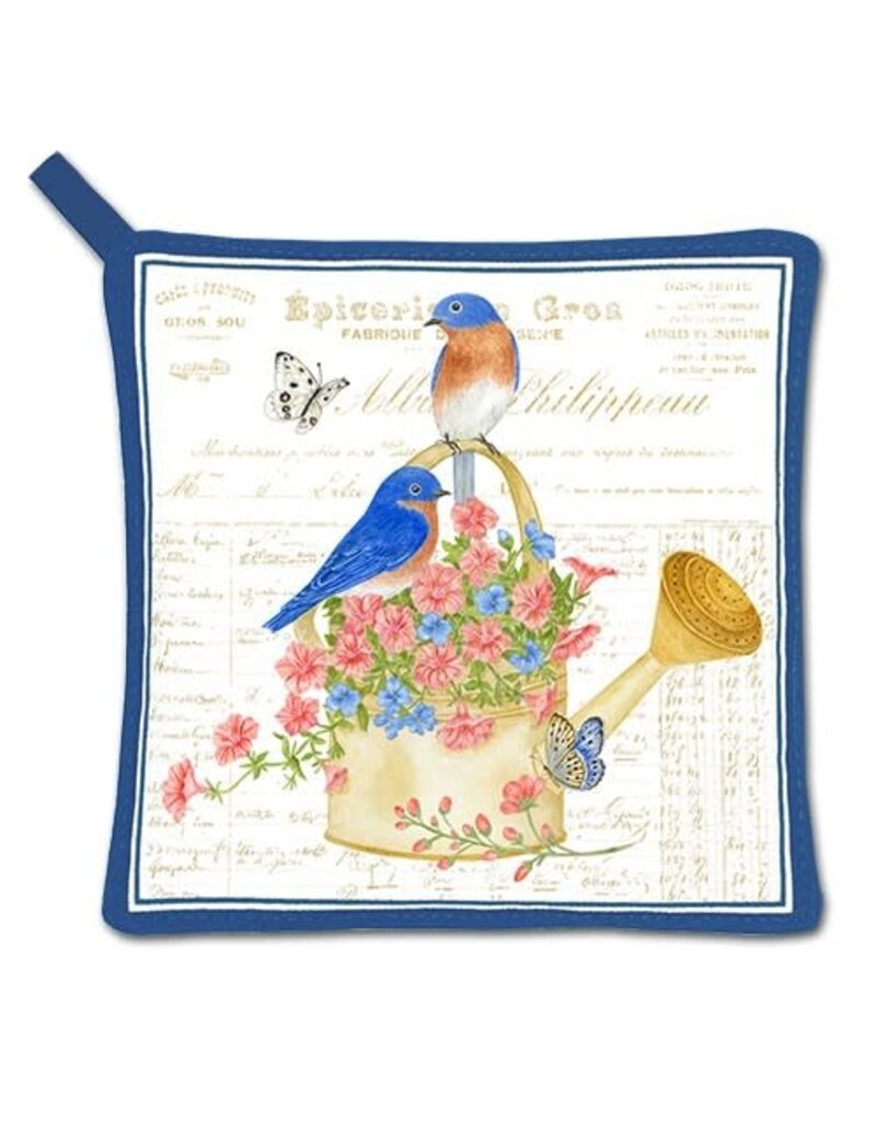 Alice Cottage Potholder 21-497 Bluebirds Watering Can