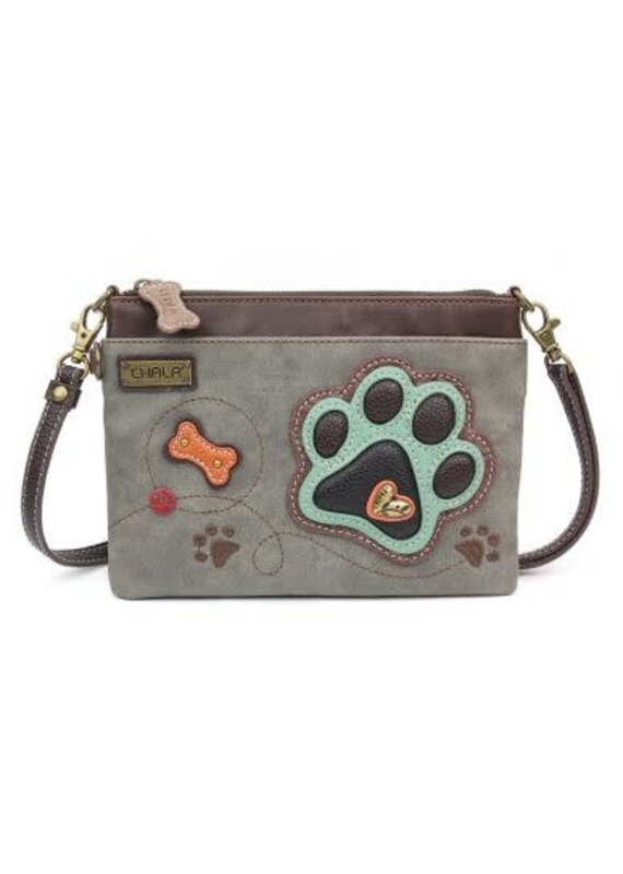 Chala Mini Crossbody - Paw Print - Stone Gray