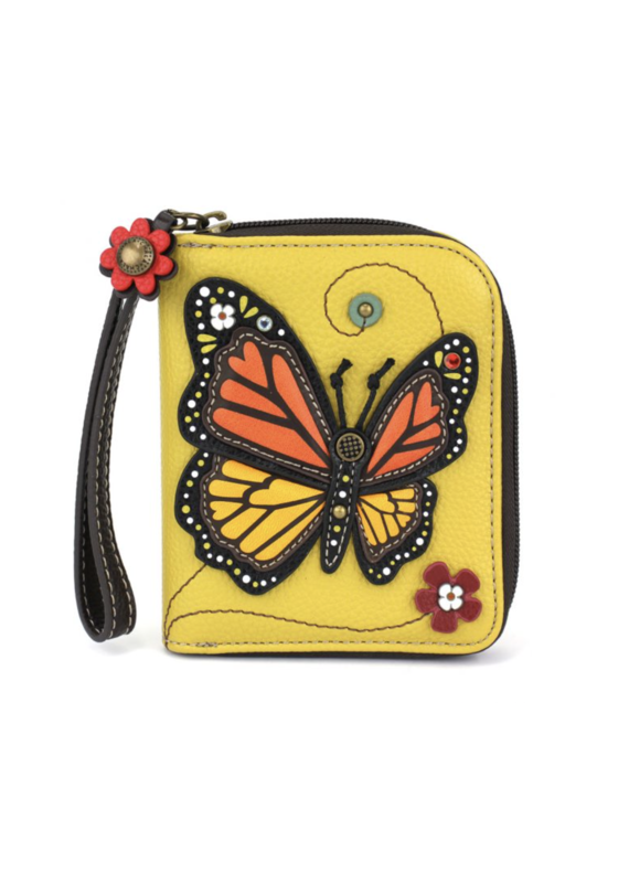 Chala Zip-Around Wallet - Monarch Butterfly - mustard
