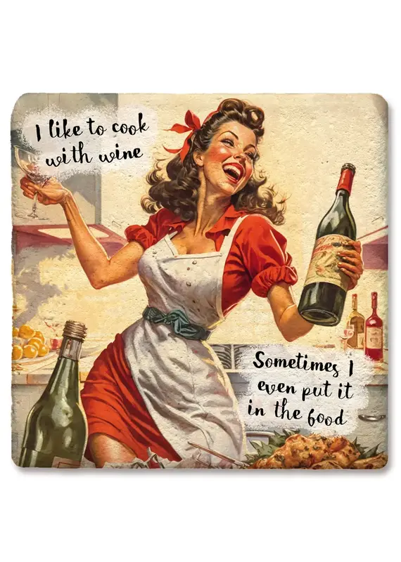 Tipsy Coasters & Gifts I Like To Cook with Wine Drink Coaster