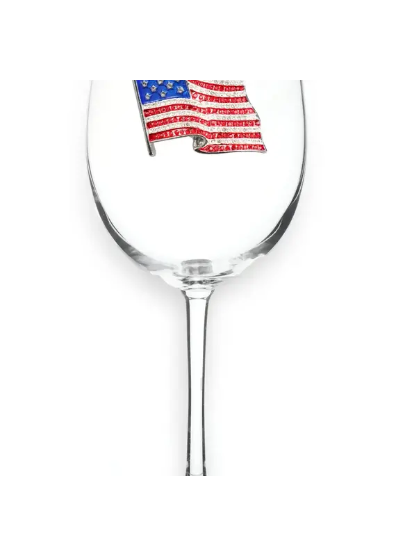 The Queens' Jewels American Flag Jeweled Stemmed Wine Glass