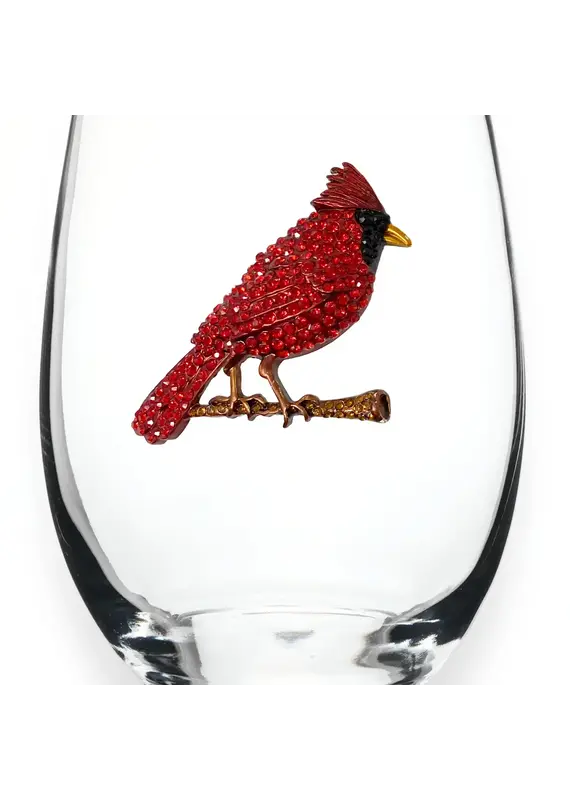 The Queens' Jewels Cardinal Jeweled Stemless Wine Glass