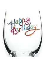 The Queens' Jewels Happy Birthday Jeweled Stemless Wine Glass