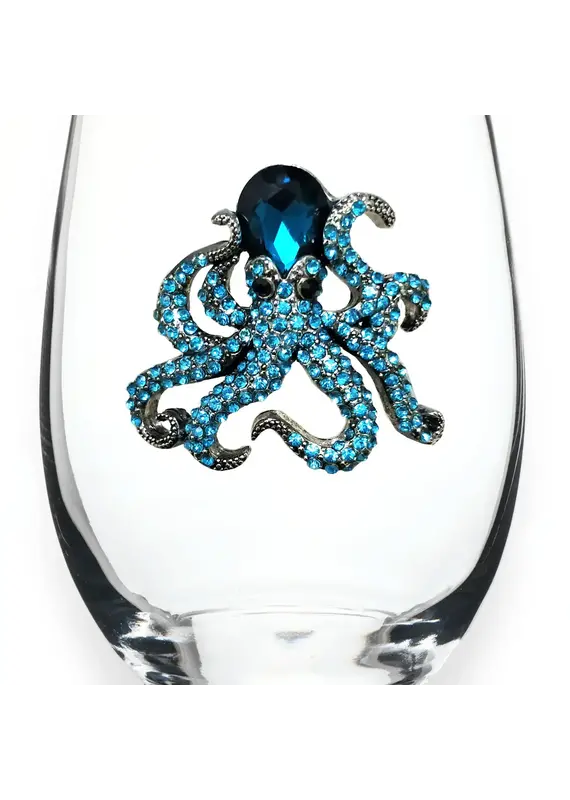 The Queens' Jewels Octopus Jeweled Stemless Wine Glass
