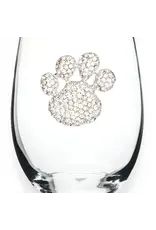 The Queens' Jewels Paw Print Jeweled Stemless Wine Glass
