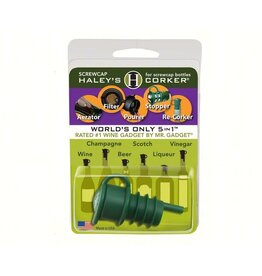 Entertaining Essentials Haleys Corker 5 in 1 Wine Tool Original Screwcap Green Clamshell