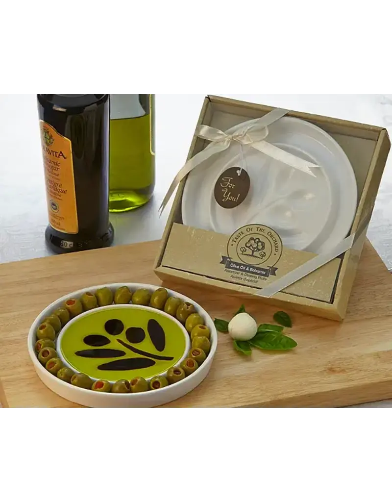 Entertaining Essentials Olive Cluster Oil & Vinegar Dipping and Appetizer Plate