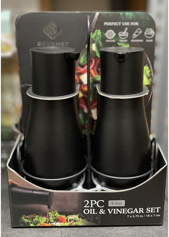 2 Piece Oil & Vinegar Cruet Set Black