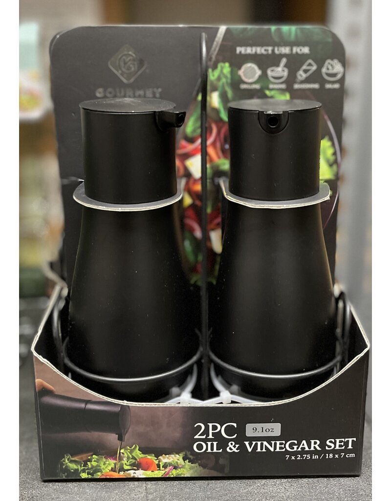 2 Piece Oil & Vinegar Cruet Set Black