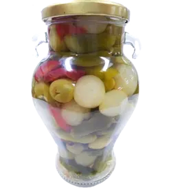 Pickled Spicy Cocktail: Olives, Gherkins, Peppers, Chilis & Onions (Mix)