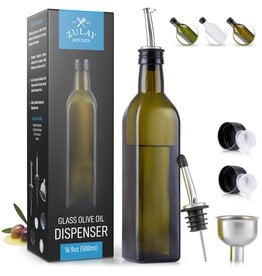 Zulay Kitchen Olive Oil Dispenser Bottle 16.9 oz: Glass Brown