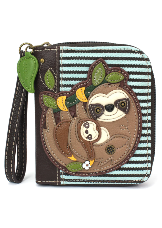 Chala Zip-Around Wallet- Sloth Family