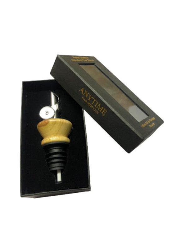 Premium Wood Collar , Stainless Steel Pourer with Weighted Flap