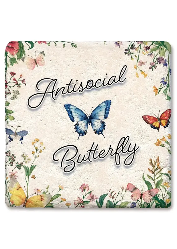 Tipsy Coasters & Gifts Antisocial Butterfly Coaster