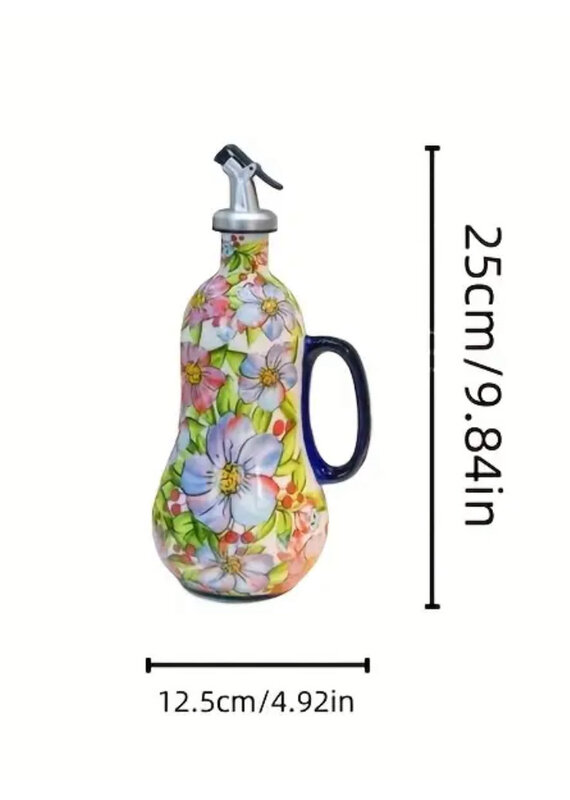 Hand Painted Ceramic Olive Oil Bottle