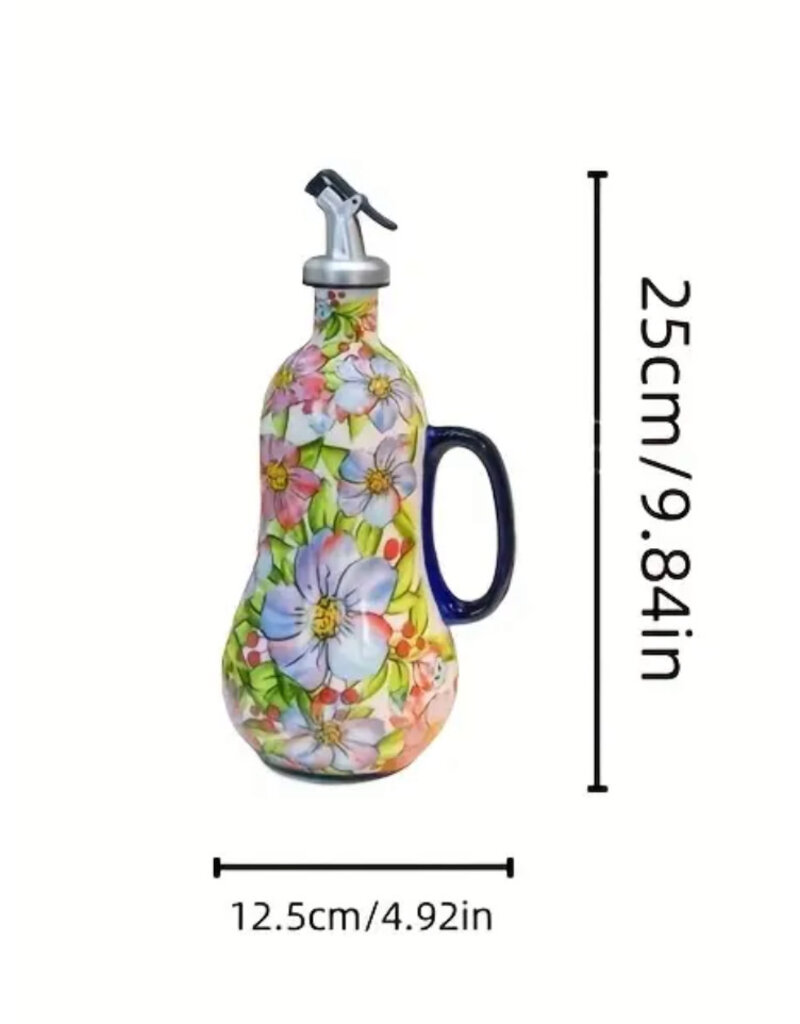 Hand Painted Ceramic Olive Oil Bottle