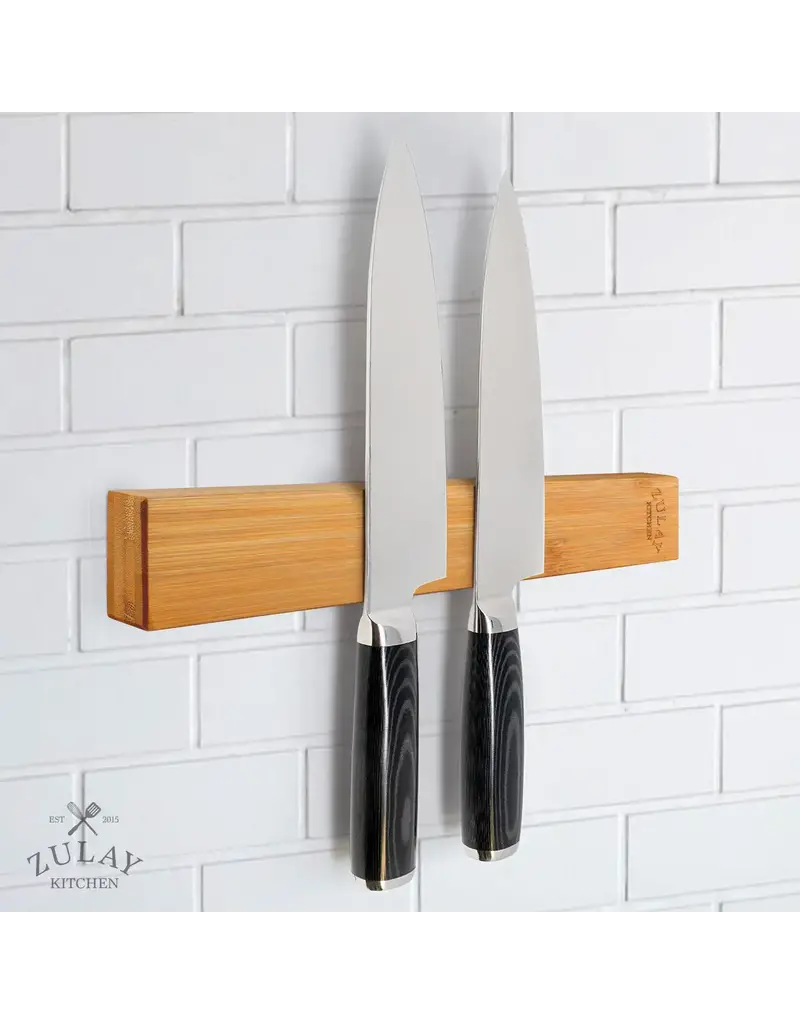 Zulay Kitchen Magnetic Knife Holder - Powerful Wood Magnetic Knife Strip