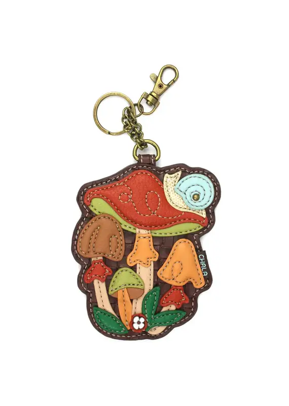 Chala Key Fob/Coin Purse - Brown Mushrooms
