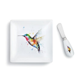 Plate w Spreader Hummer & Flower