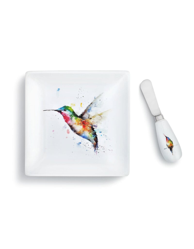 Plate w Spreader Hummer & Flower