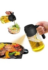 Otterware Oil Sprayer for Cooking, 2 in 1 Olive Oil Dispenser Bottle for Kitchen, 16oz Black