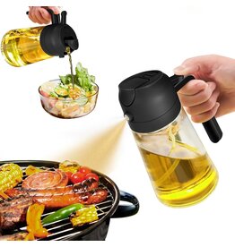 Otterware Oil Sprayer for Cooking, 2 in 1 Olive Oil Dispenser Bottle for Kitchen, 16oz Black