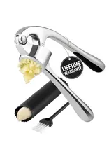 Otterware Premium Garlic Press Set – Stainless Steel, Peeler & Brush