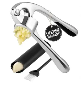 Otterware Premium Garlic Press Set – Stainless Steel, Peeler & Brush