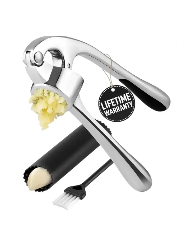 Otterware Premium Garlic Press Set – Stainless Steel, Peeler & Brush