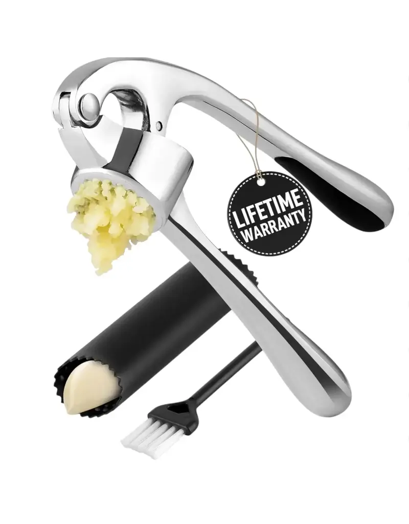 Otterware Premium Garlic Press Set – Stainless Steel, Peeler & Brush