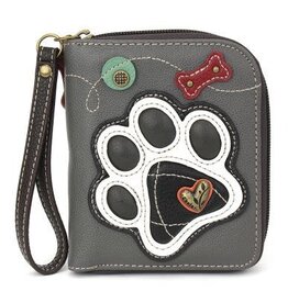 Chala Zip-Around Wallet Paw Print Gray
