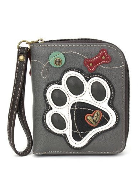 Chala Zip-Around Wallet Paw Print Gray