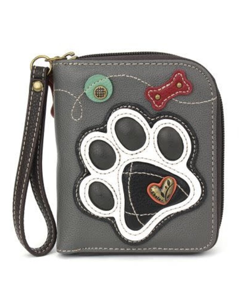 Chala Zip-Around Wallet Paw Print Gray