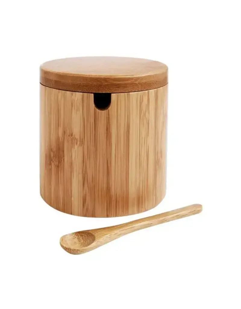 HIC - Harold Import Co. Bamboo Salt Box with Lid & Spoon 7oz - Kitchen Storage