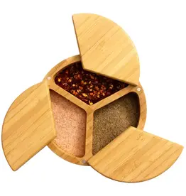 Totally Bamboo Trio Salt Cellar Storage Box with Swivel Lids