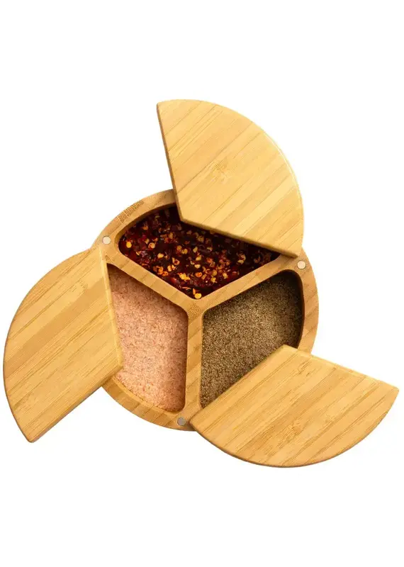 Totally Bamboo Trio Salt Cellar Storage Box with Swivel Lids
