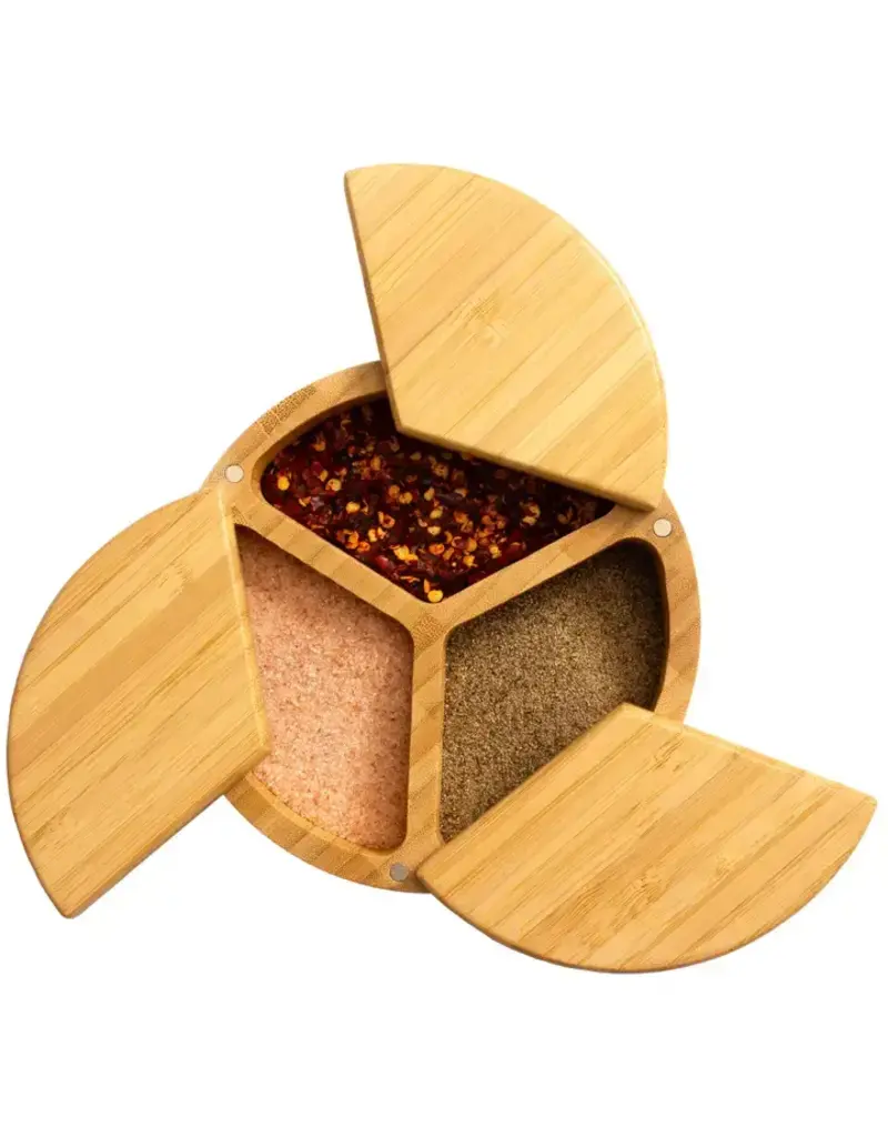 Totally Bamboo Trio Salt Cellar Storage Box with Swivel Lids