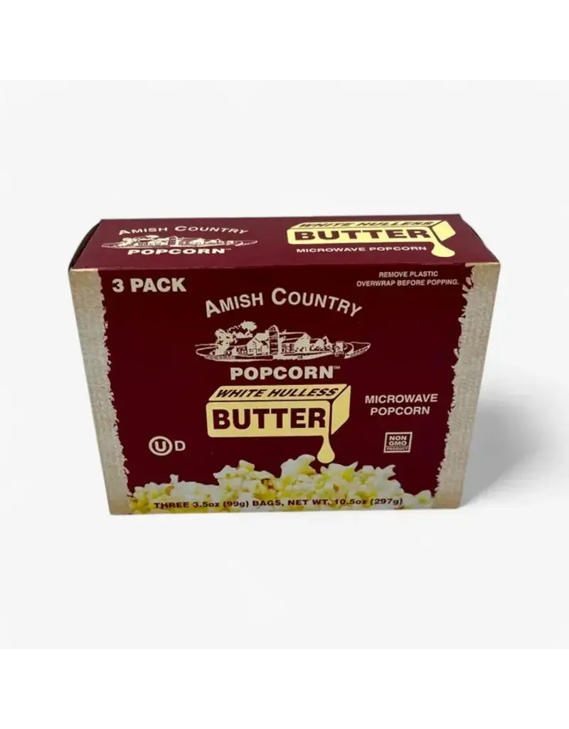 Amish Country Microwave Buttery White Popcorn 3pk