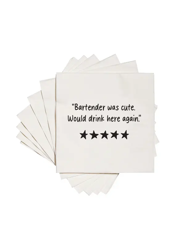 ellembee gift Bartender Was Cute | Funny Cocktail Napkins
