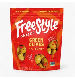 Freestyle Snacks Green Olives Hot & Spicy 4.02oz