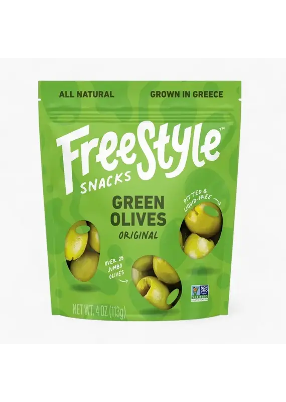 Freestyle Snacks Green Olives Original 4oz