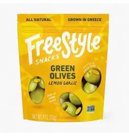 Freestyle Snacks Green Olives Lemon Garlic 4oz
