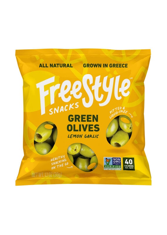 Freestyle Snacks Green Olives Lemon Garlic 1.1oz